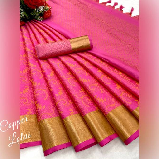 Aab Lotus Copper Mercerised Copper Silk Wholesale Designer Sarees